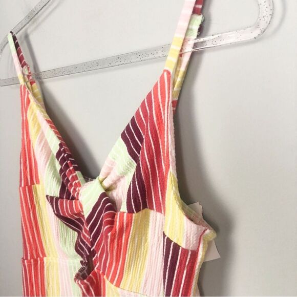WILD FABLE | Colorful Striped Romper Twist Knot Cut Out Front Women’s Size M - Picture 5 of 11